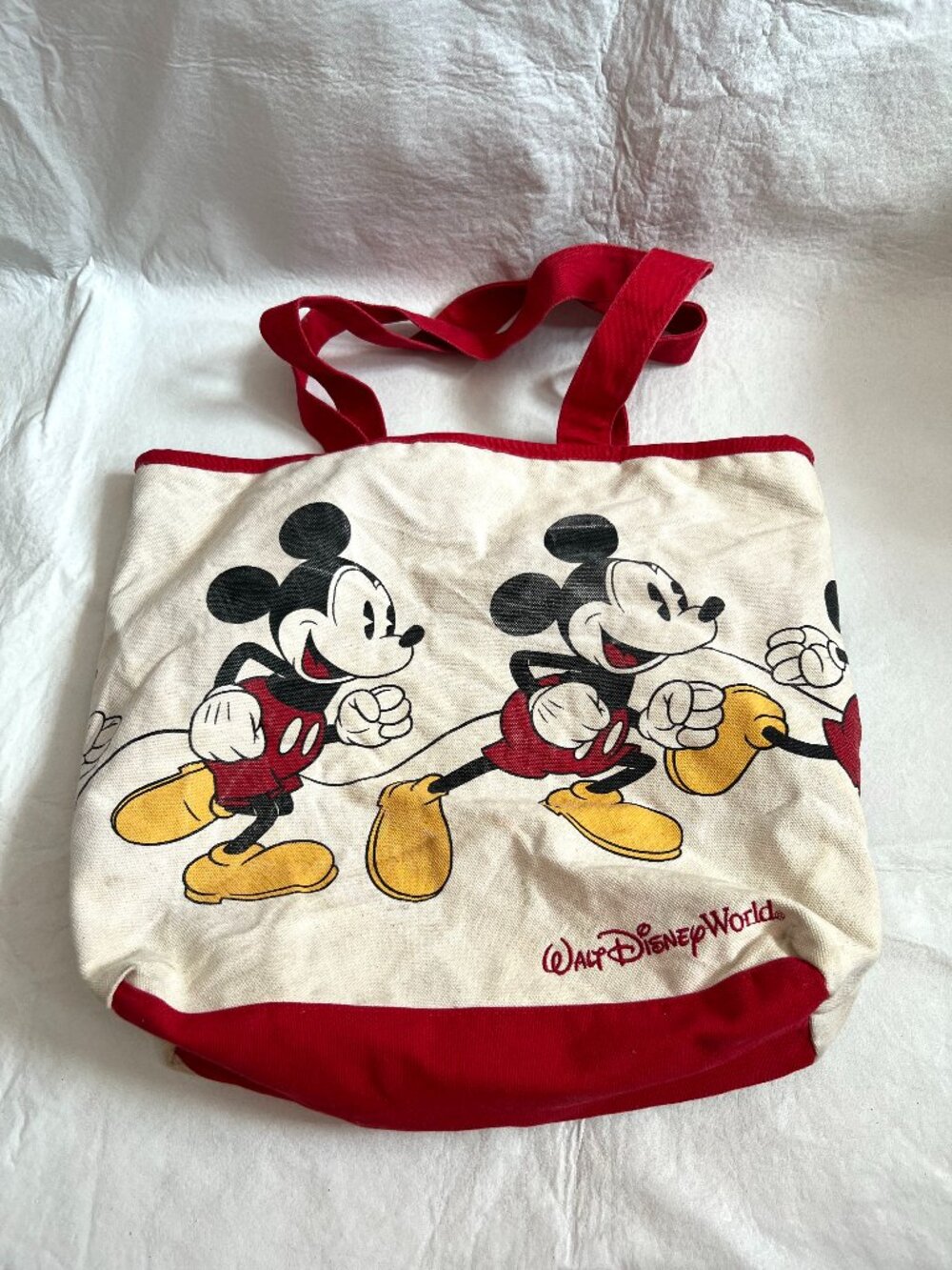 Disney Parks Tote Bag Mickey Mouse Disneyland Red Canvas Large Travel shoulder